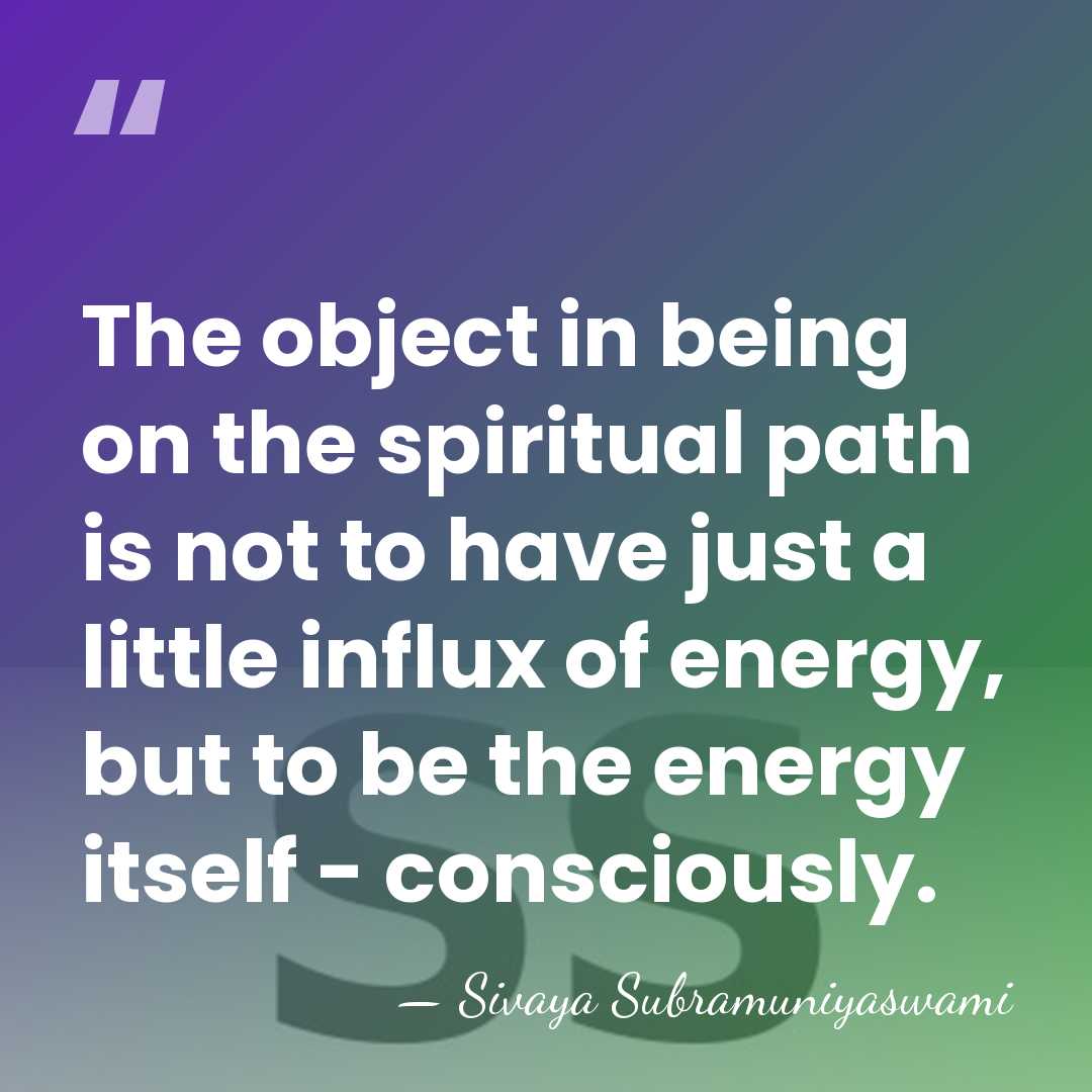 The object in being on the spiritual path is not to have&hellip; - Sivaya Subramuniyaswami
