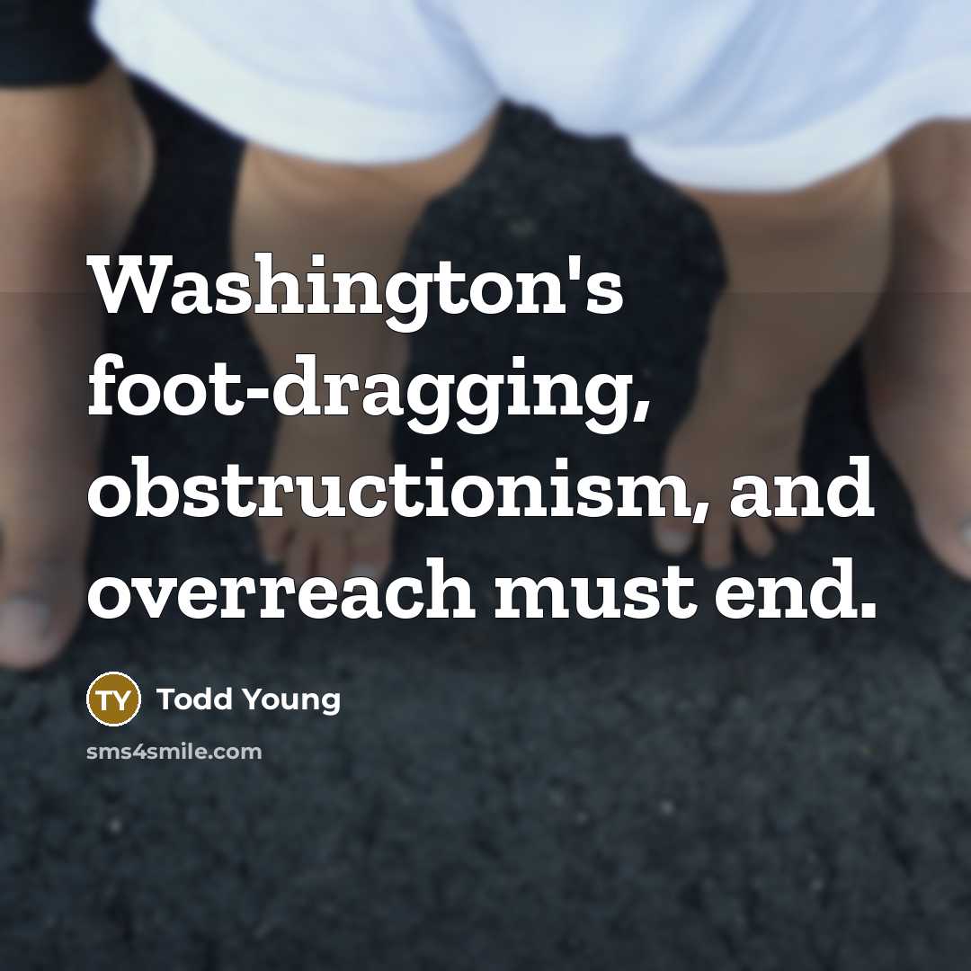 “Washington's foot-dragging, obstructionism, and overreach must end.…” quote by Todd Young