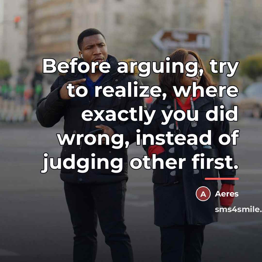 “Before arguing, try to realize, where exactly you did wrong,…” quote by Aeres