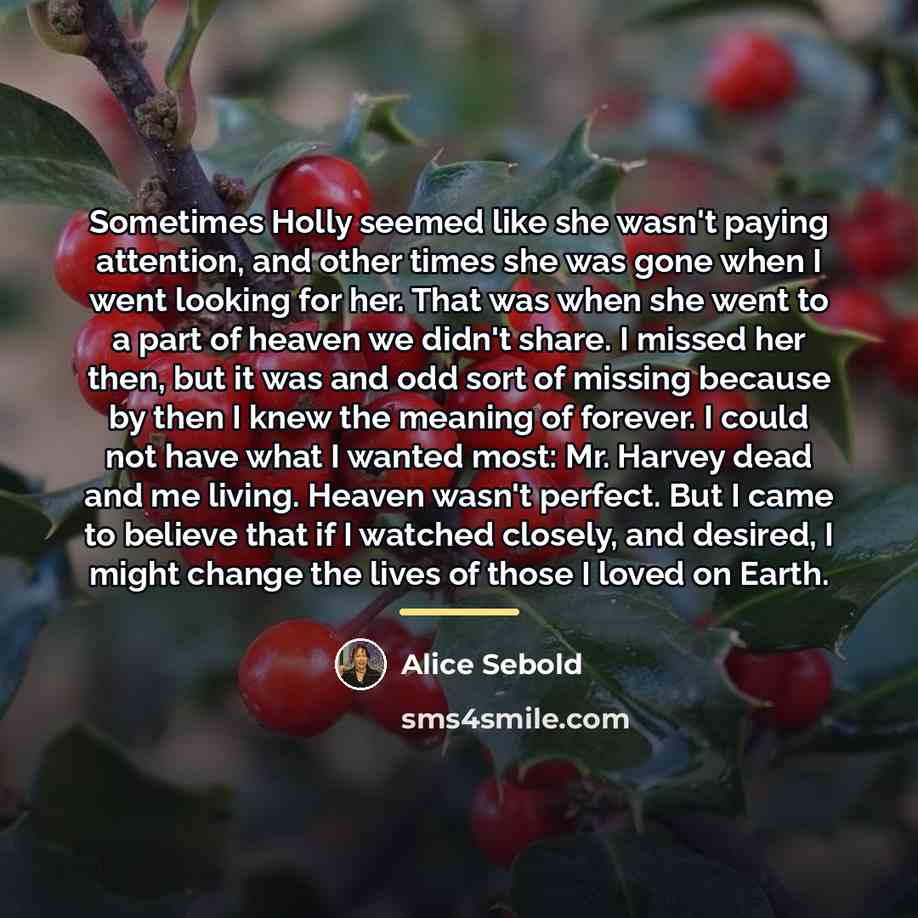 “Sometimes Holly seemed like she wasn't paying attention, and other…” quote by Alice Sebold