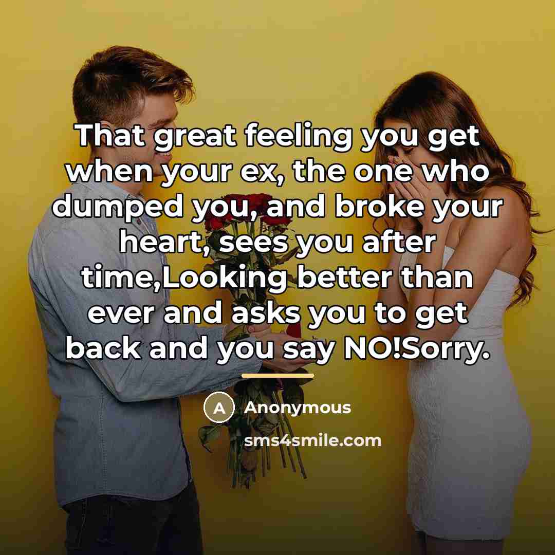 “That great feeling you get when your ex, the one…” quote by Anonymous