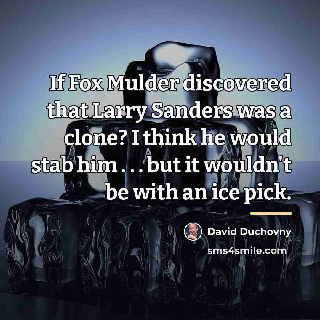 “If Fox Mulder discovered that Larry Sanders was a clone?…” quote by David Duchovny