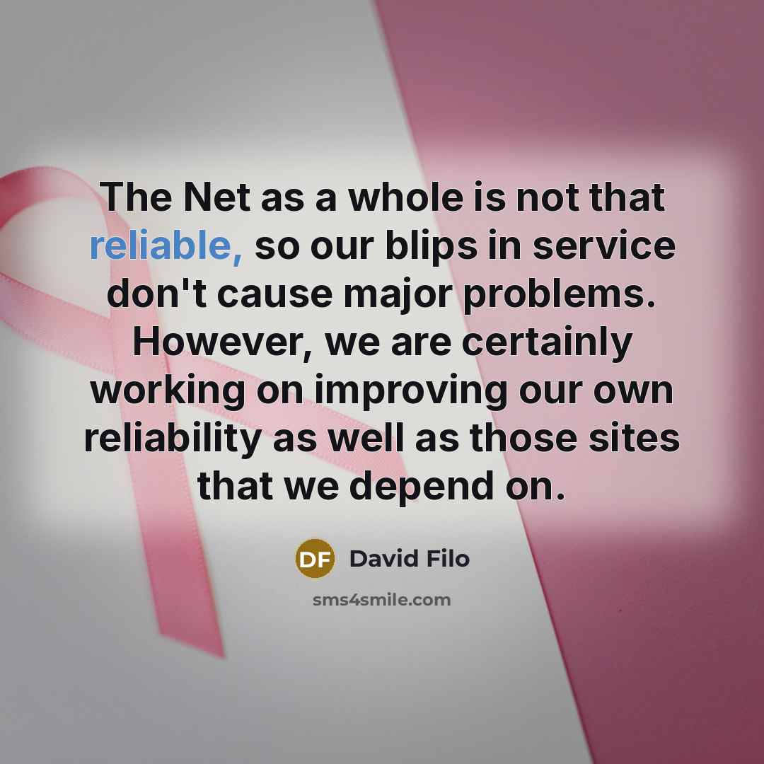 “The Net as a whole is not that reliable, so…” quote by David Filo