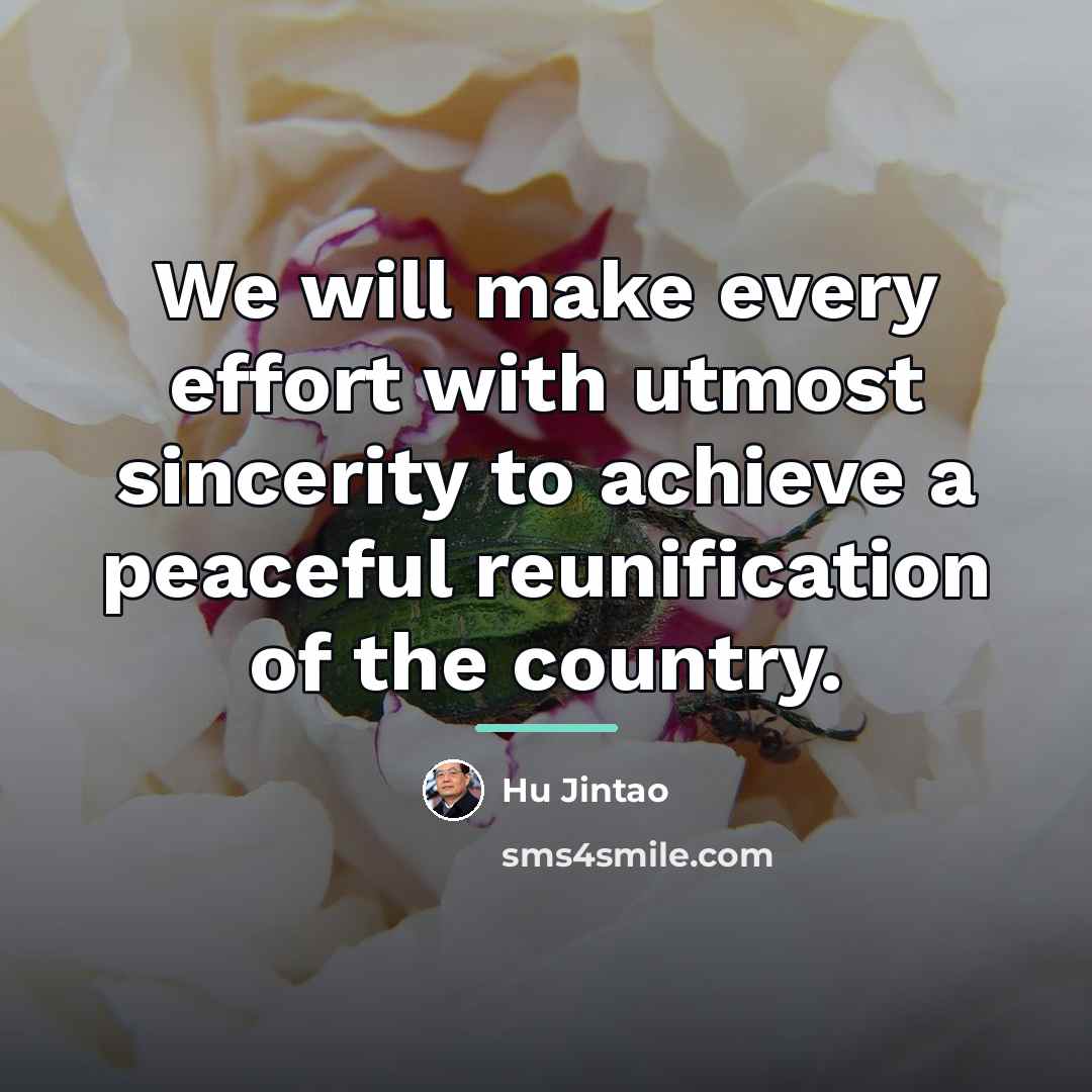 “We will make every effort with utmost sincerity to achieve…” quote by Hu Jintao