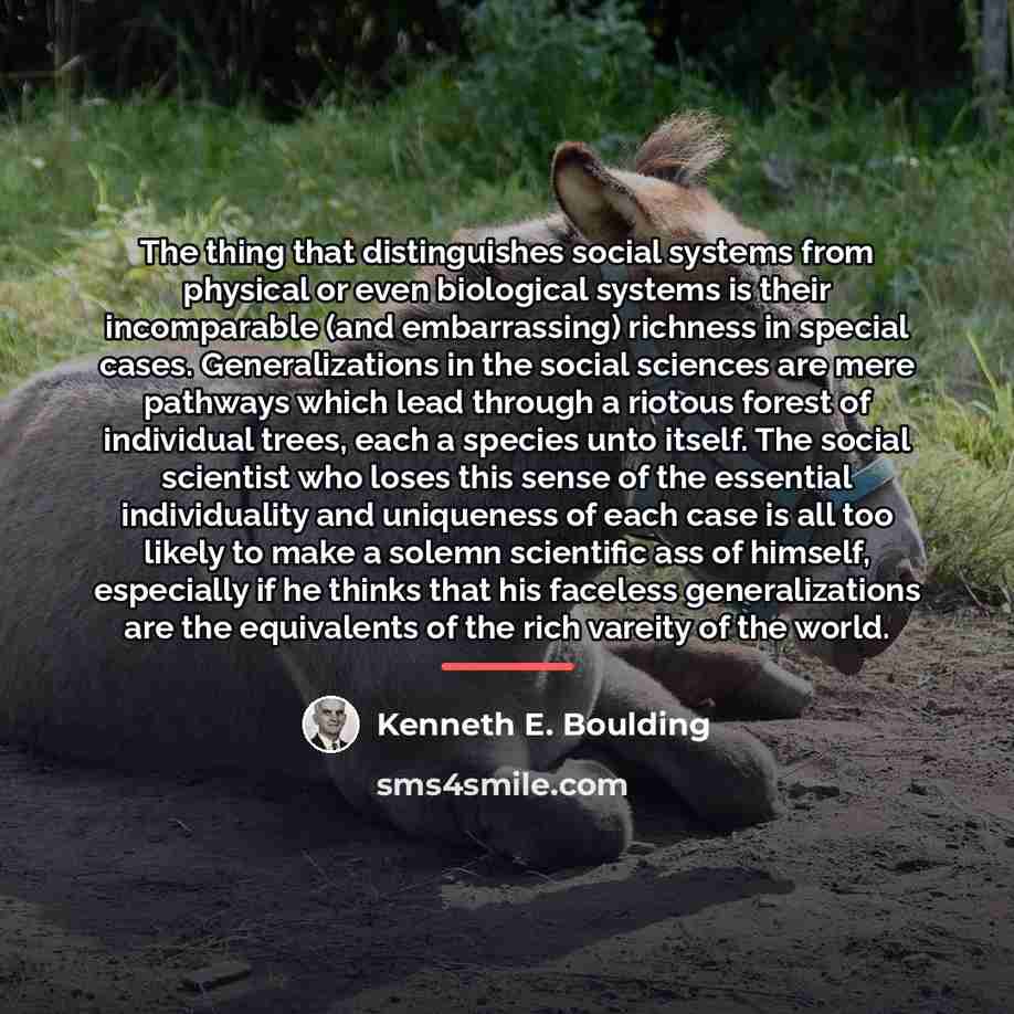 “The thing that distinguishes social systems from physical or even…” quote by Kenneth E. Boulding