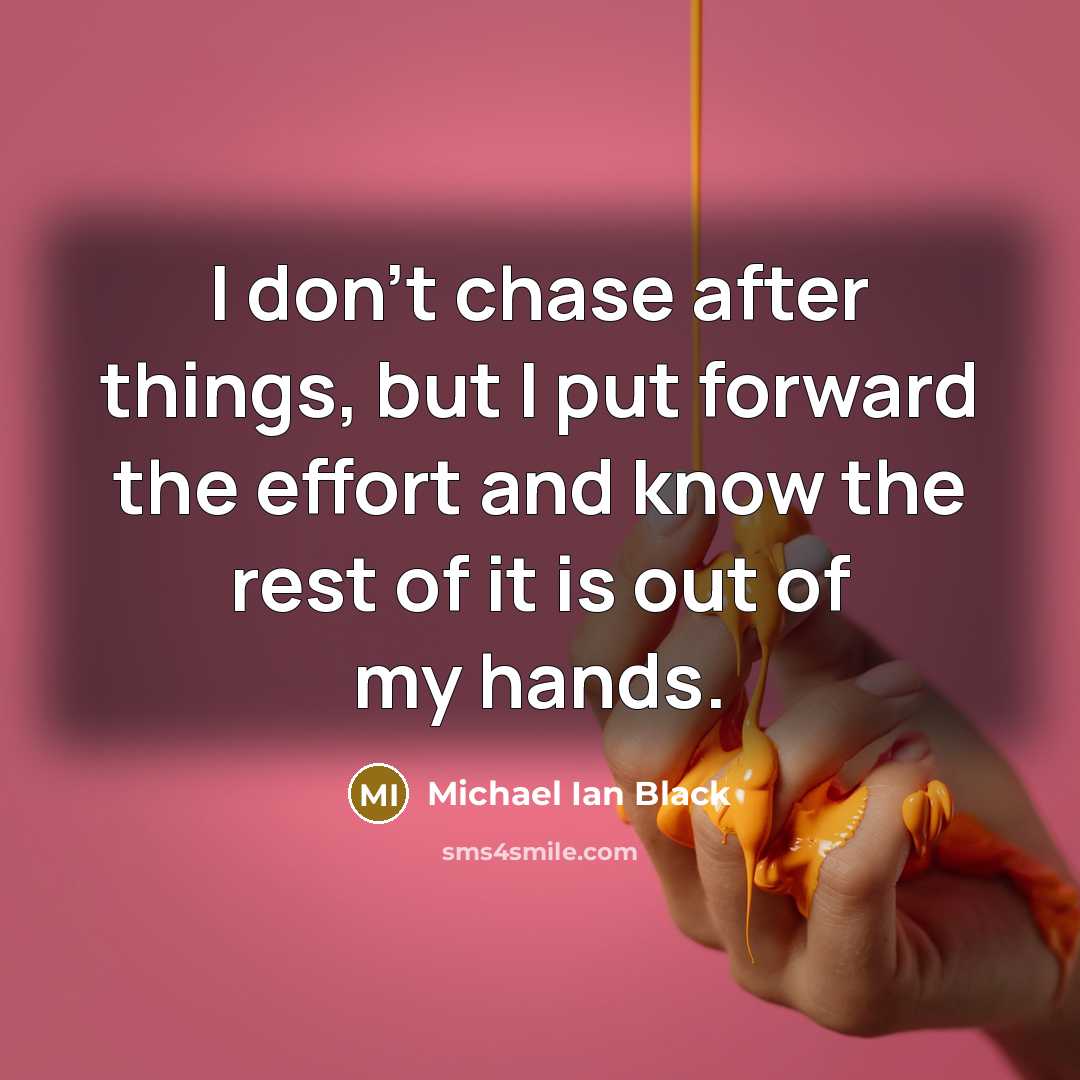 “I don't chase after things, but I put forward the…” quote by Michael Ian Black