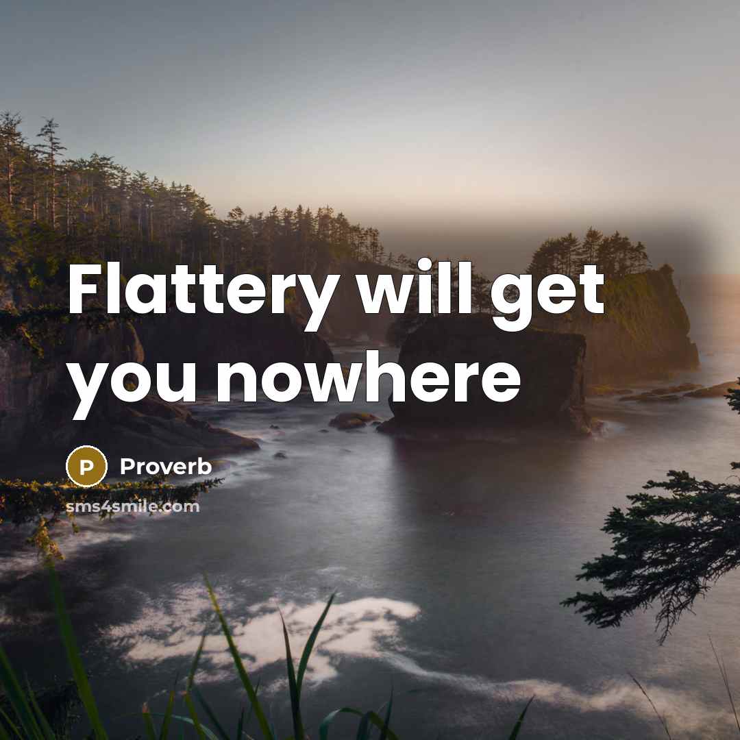 “Flattery will get you nowhere…” quote by Proverb