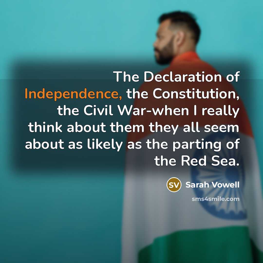 “The Declaration of Independence, the Constitution, the Civil War-when I…” quote by Sarah Vowell