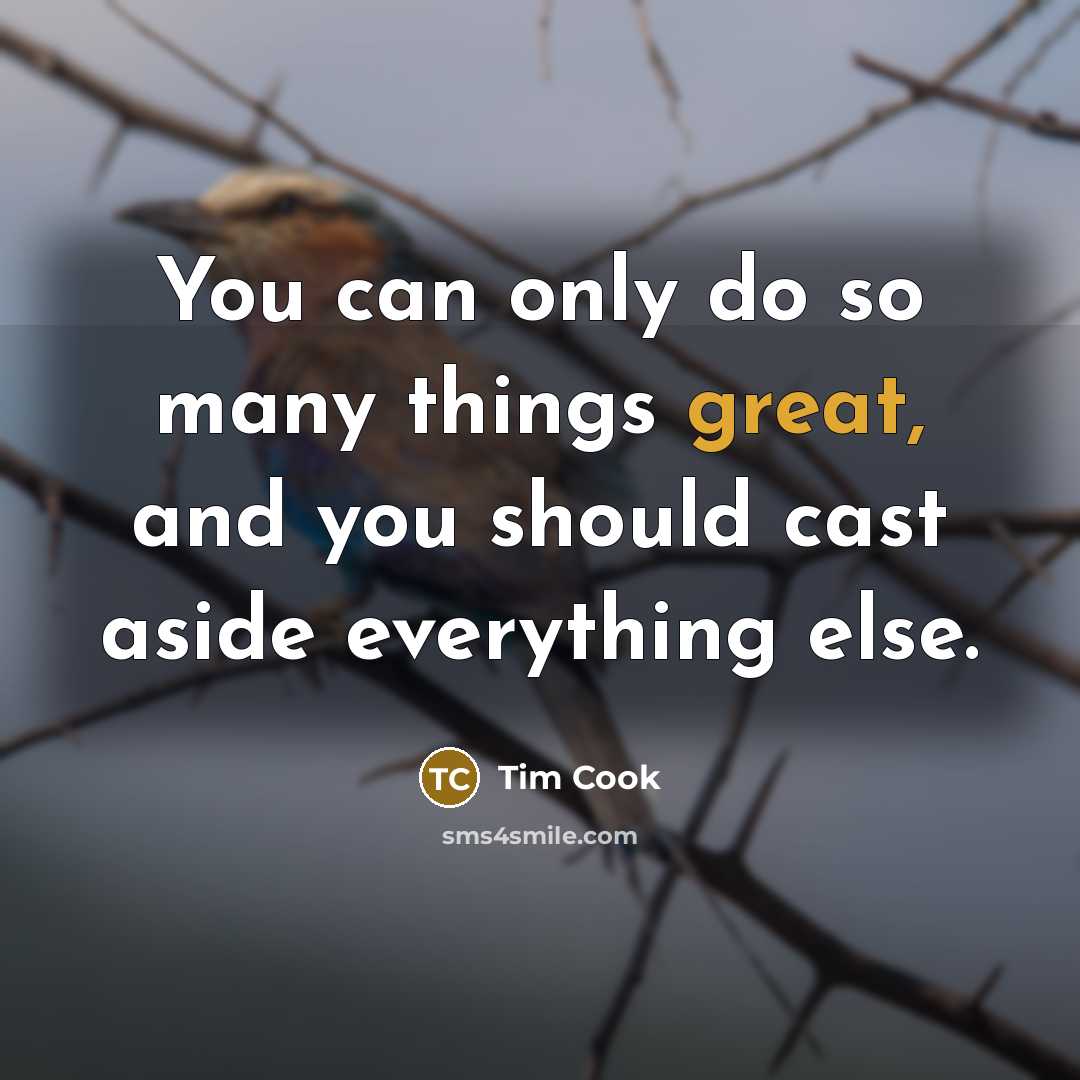 “You can only do so many things great, and you should cast aside everything else.” quote by Tim Cook