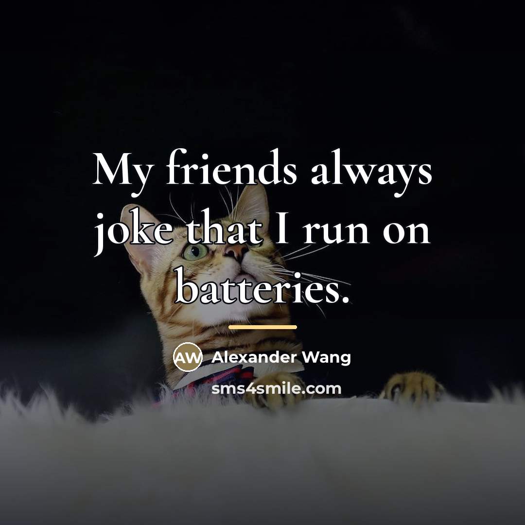 “My friends always joke that I run on batteries.…” quote by Alexander Wang