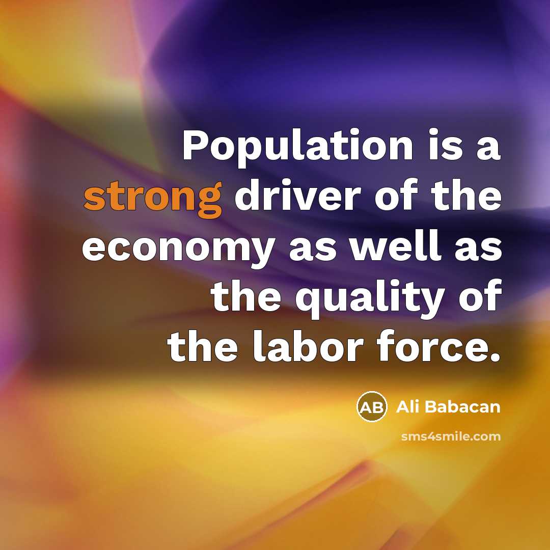 “Population is a strong driver of the economy as well…” quote by Ali Babacan