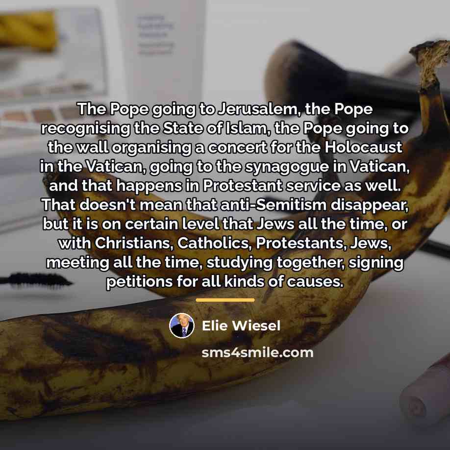 “The Pope going to Jerusalem, the Pope recognising the State…” quote by Elie Wiesel