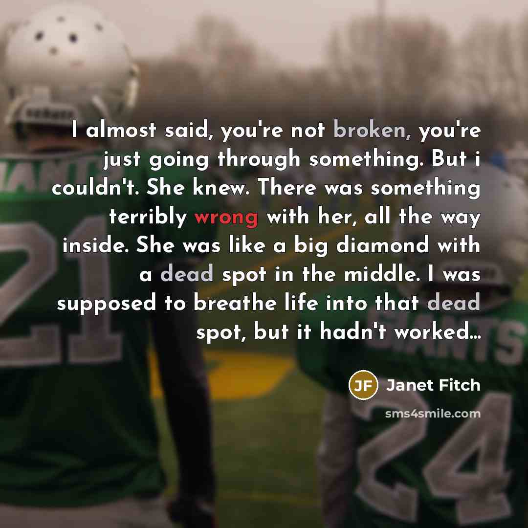 “I almost said, you're not broken, you're just going through…” quote by Janet Fitch