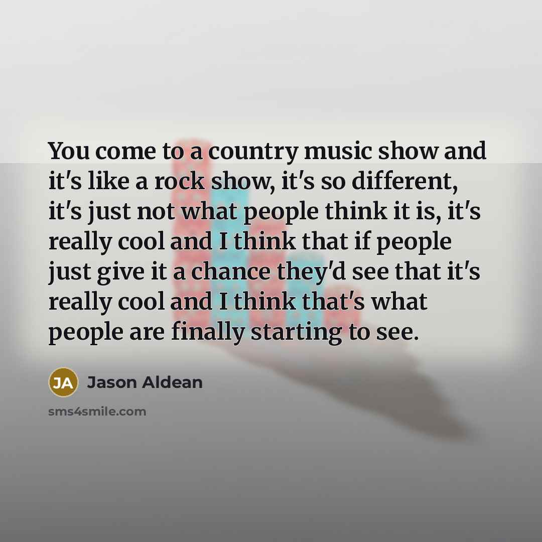 “You come to a country music show and it's like…” quote by Jason Aldean