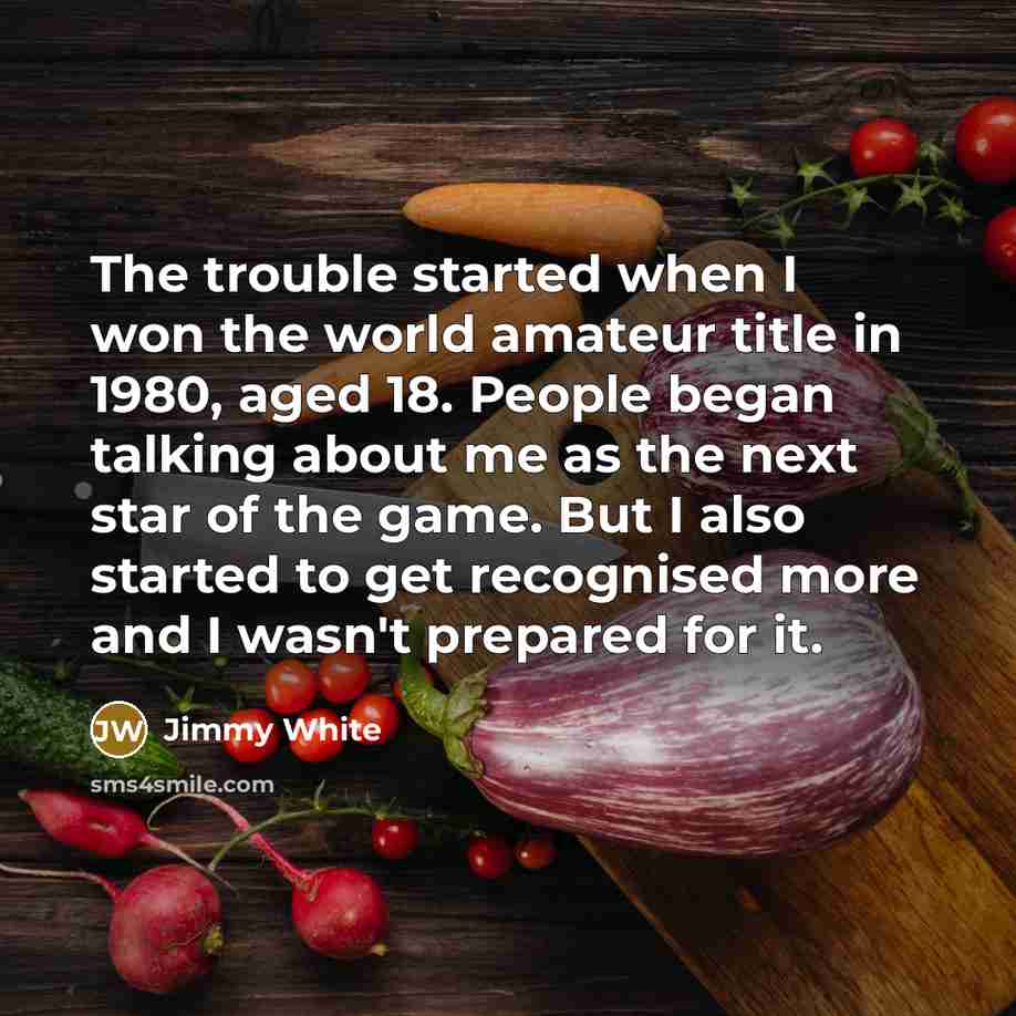 “The trouble started when I won the world amateur title…” quote by Jimmy White