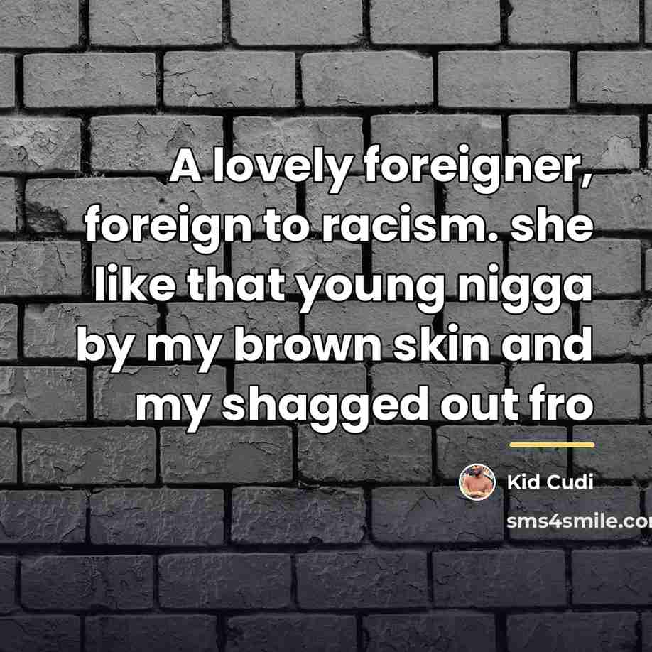 “A lovely foreigner, foreign to racism. she like that young…” quote by Kid Cudi
