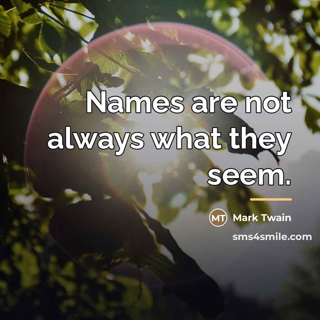 “Names are not always what they seem.…” quote by Mark Twain