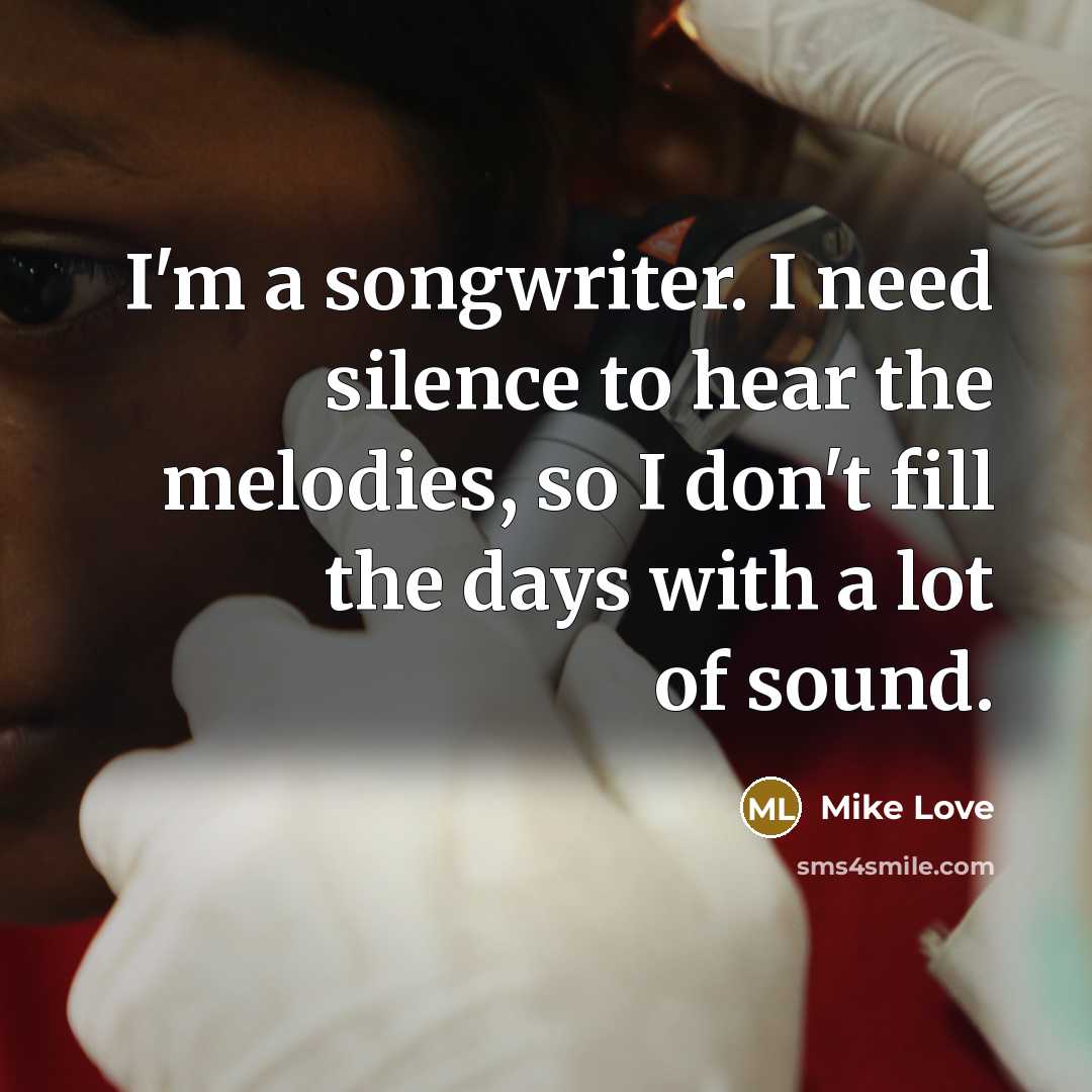 “I'm a songwriter. I need silence to hear the melodies,…” quote by Mike Love