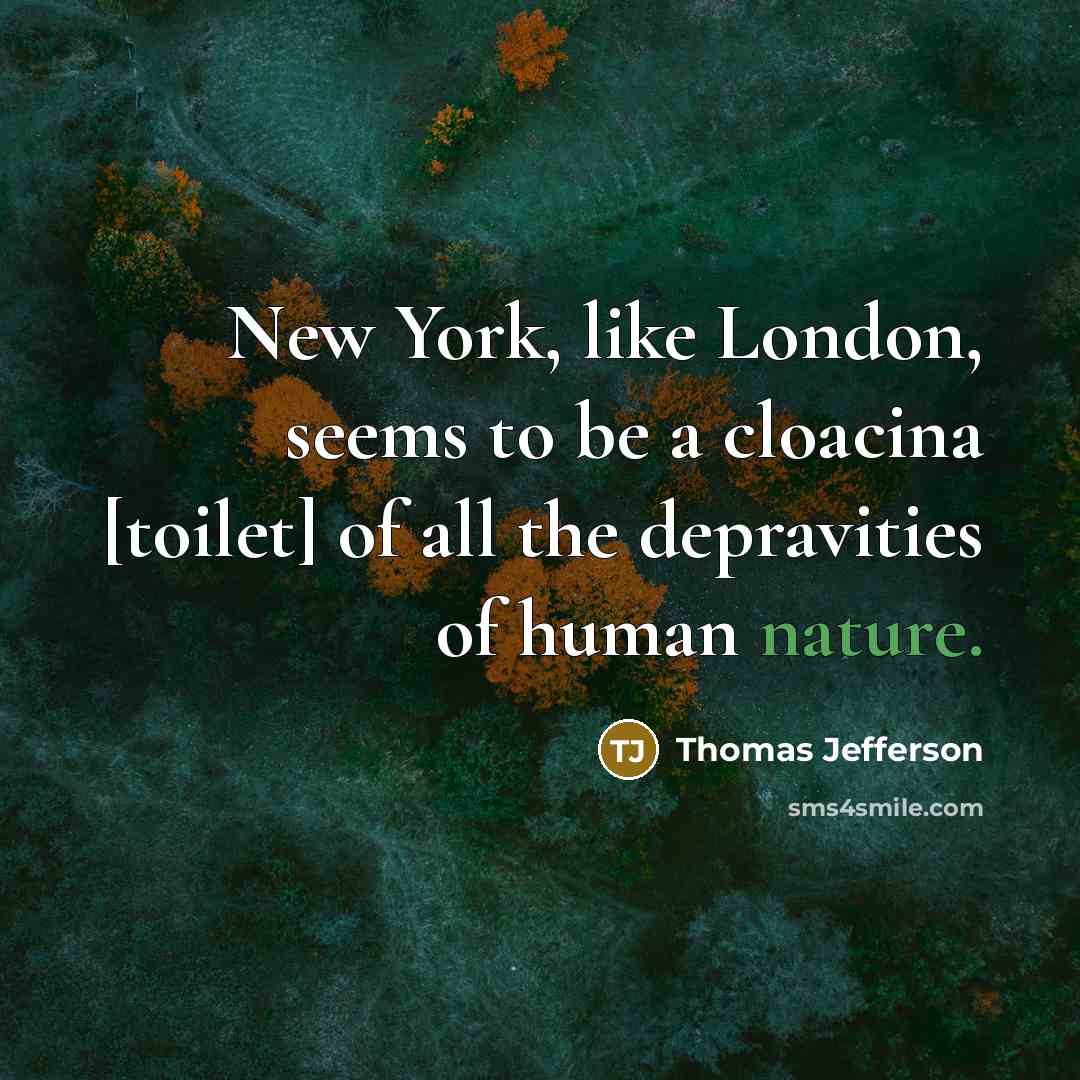 “New York, like London, seems to be a cloacina [toilet]…” quote by Thomas Jefferson