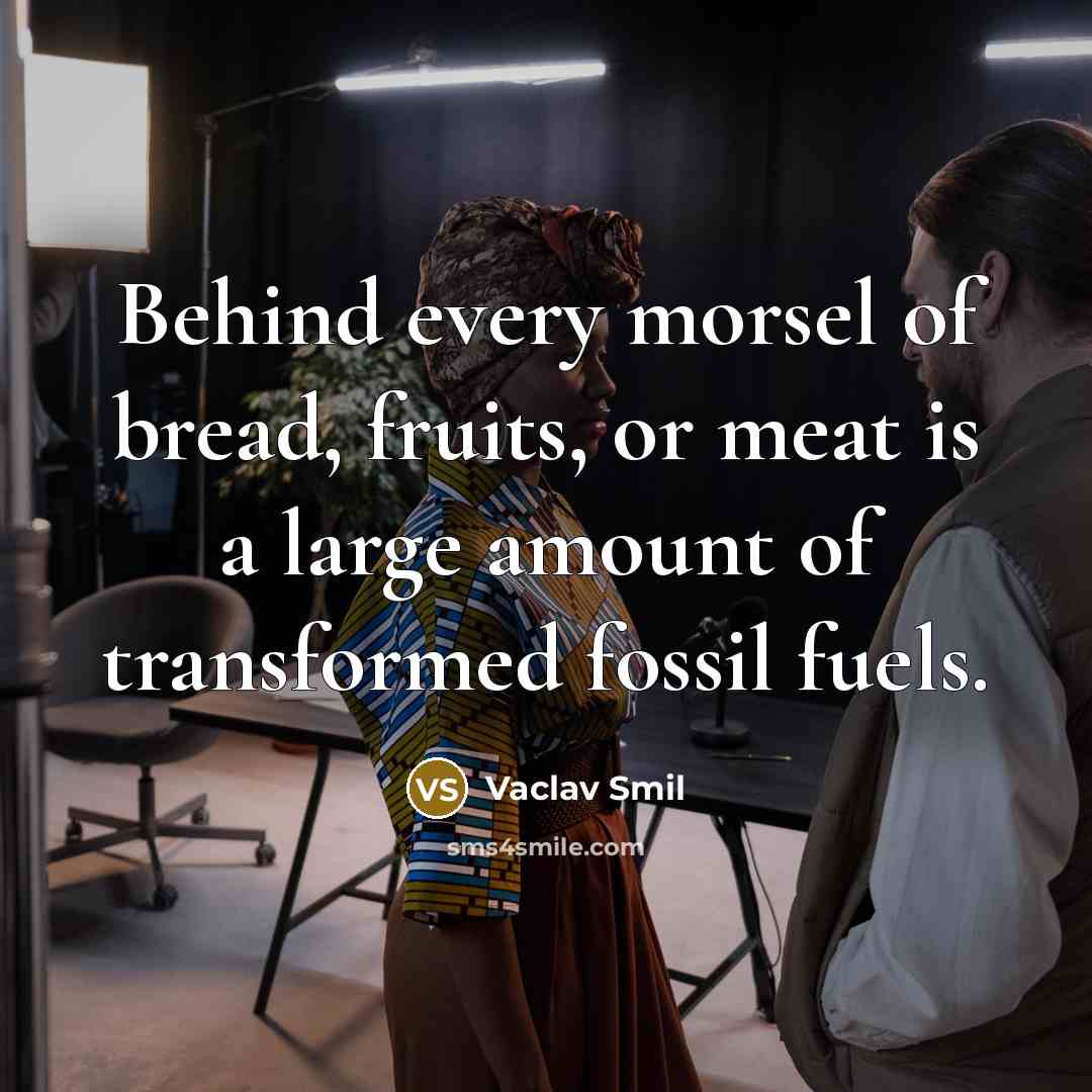 “Behind every morsel of bread, fruits, or meat is a…” quote by Vaclav Smil
