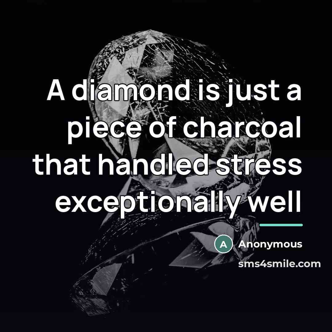 “A diamond is just a piece of charcoal that handled…” quote by Anonymous
