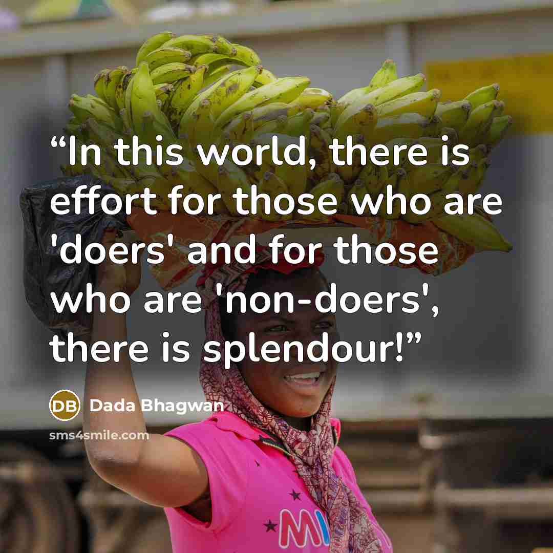 “In this world, there is effort for those who are 'doers' and for those who are 'non-doers', there is splendour!” quote by Dada Bhagwan