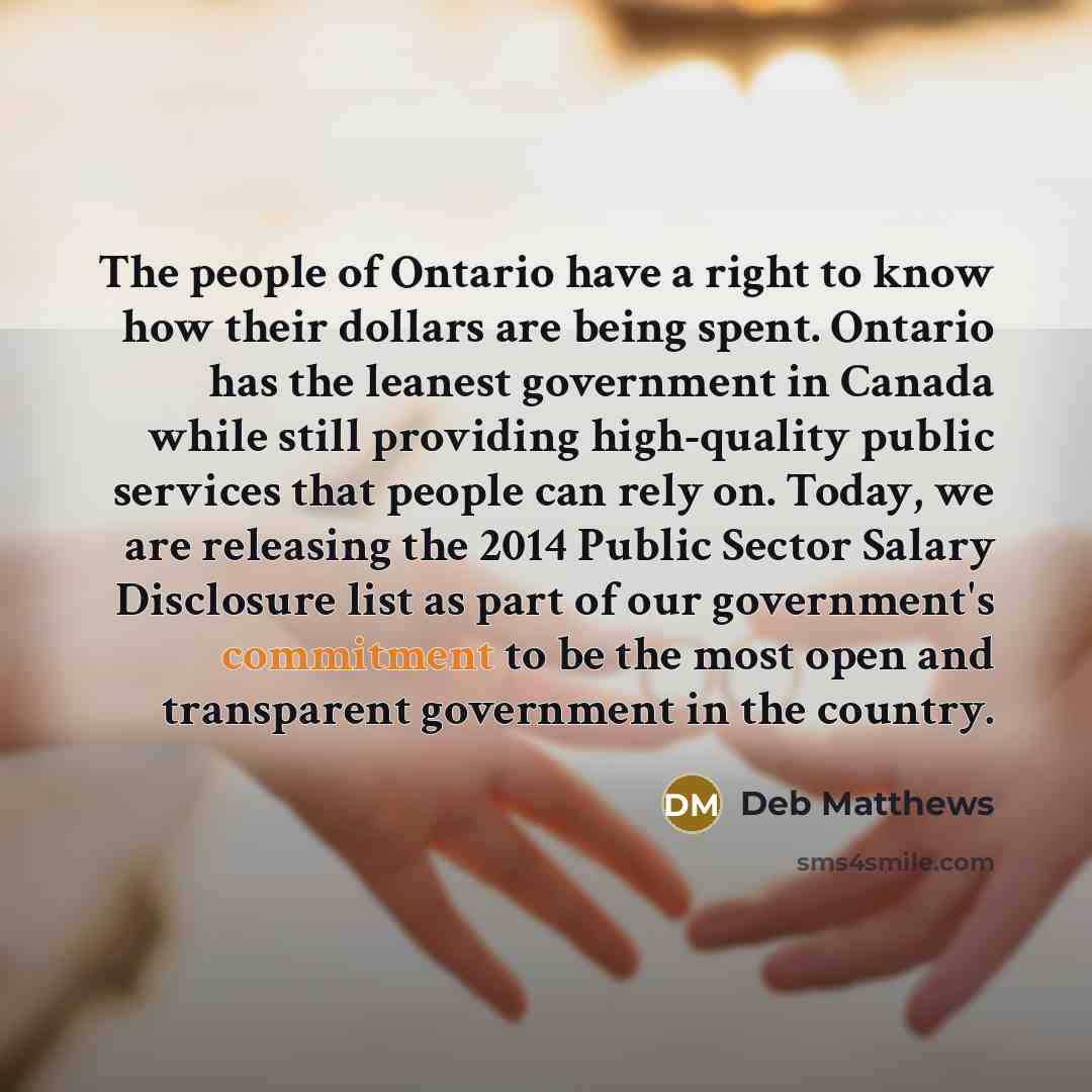 “The people of Ontario have a right to know how…” quote by Deb Matthews