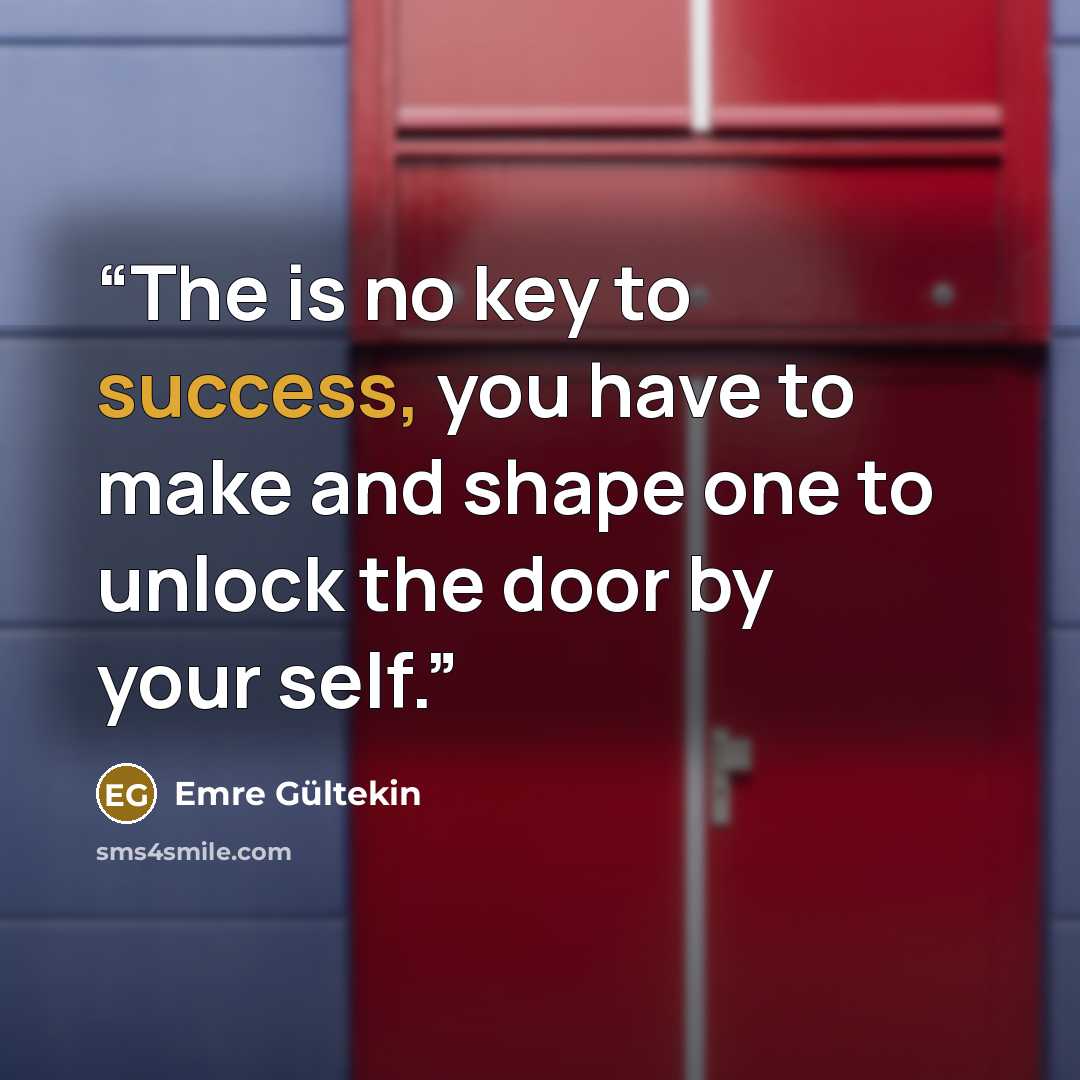 “The is no key to success, you have to make and shape one to unlock the door by your self.” quote by Emre Gültekin