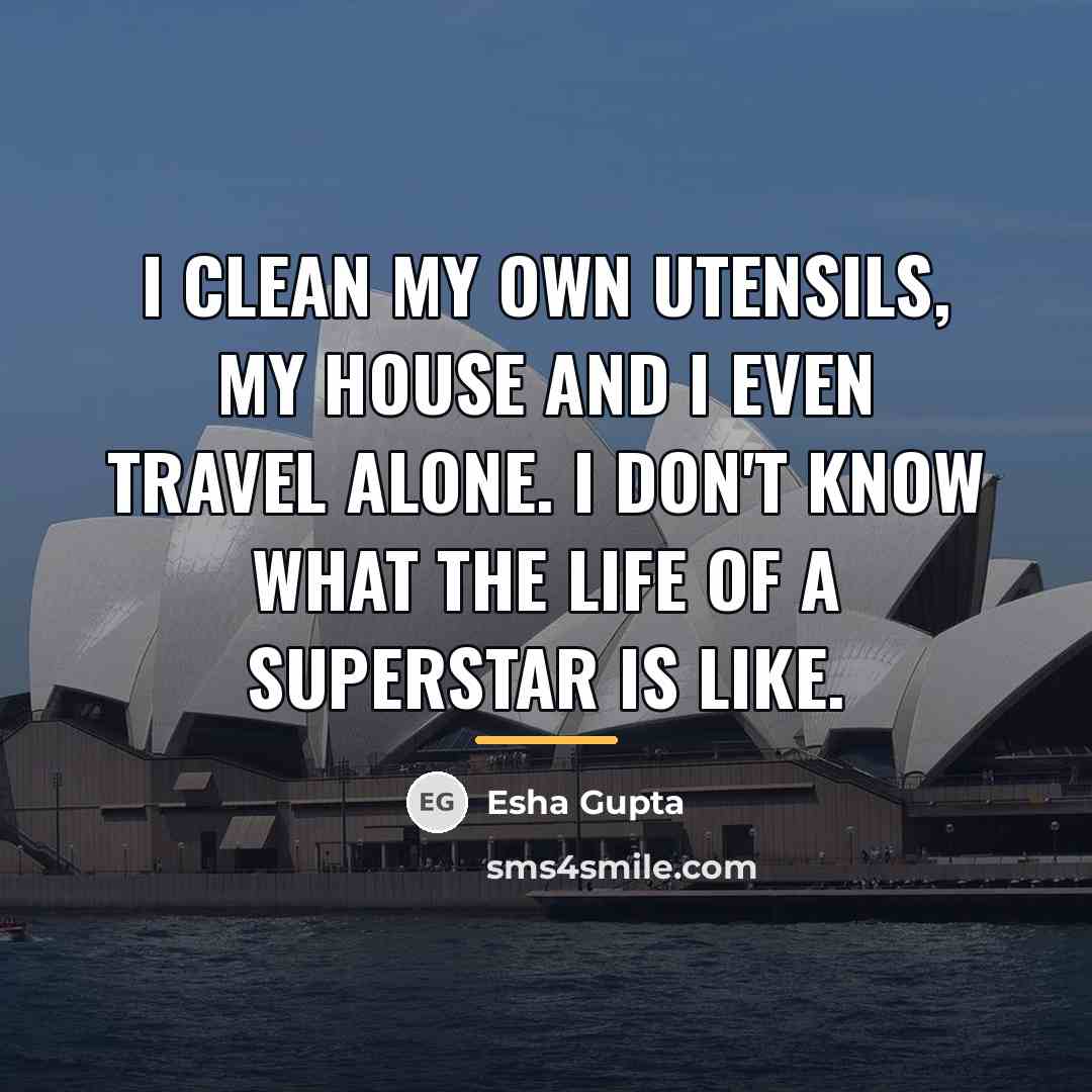 “I clean my own utensils, my house and I even…” quote by Esha Gupta