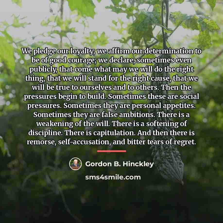 “We pledge our loyalty; we affirm our determination to be…” quote by Gordon B. Hinckley