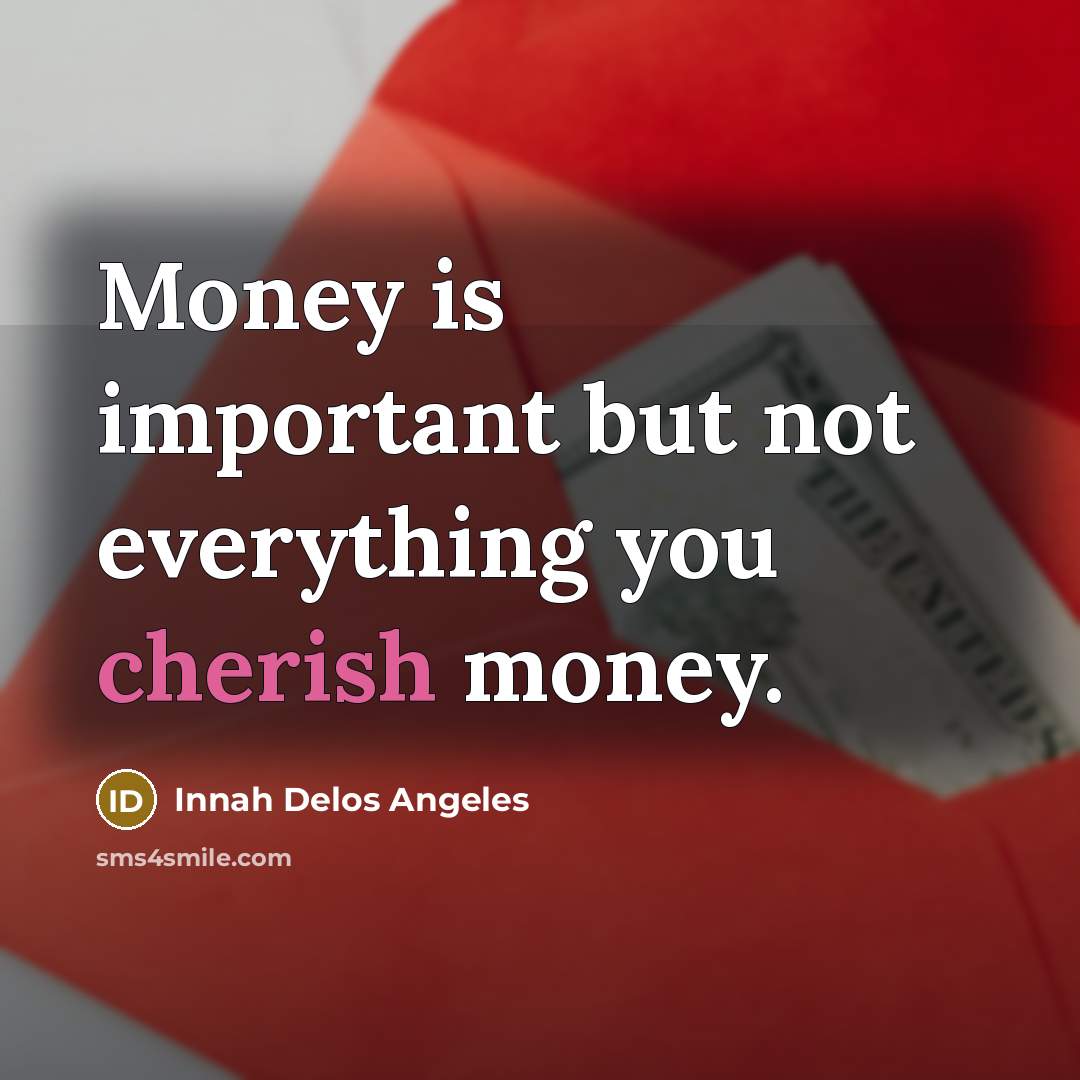 “Money is important but not everything you cherish money.” quote by Innah Delos Angeles