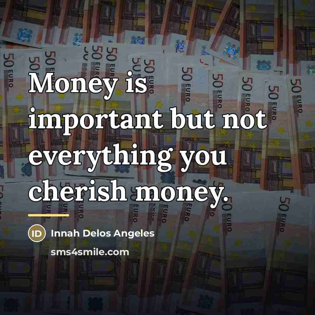 “Money is important but not everything you cherish money.…” quote by Innah Delos Angeles