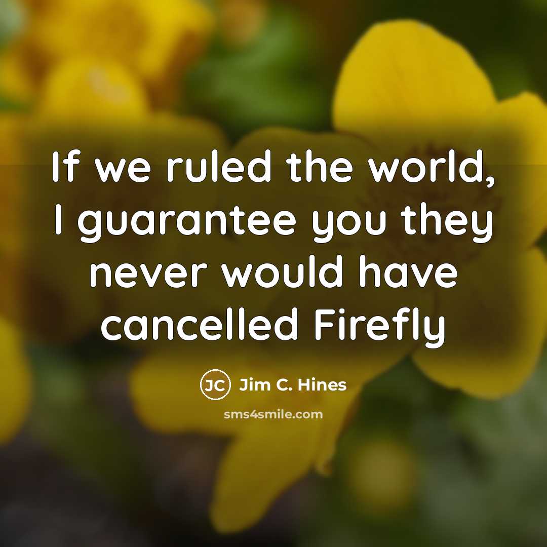 “If we ruled the world, I guarantee you they never would have cancelled Firefly” quote by Jim C. Hines