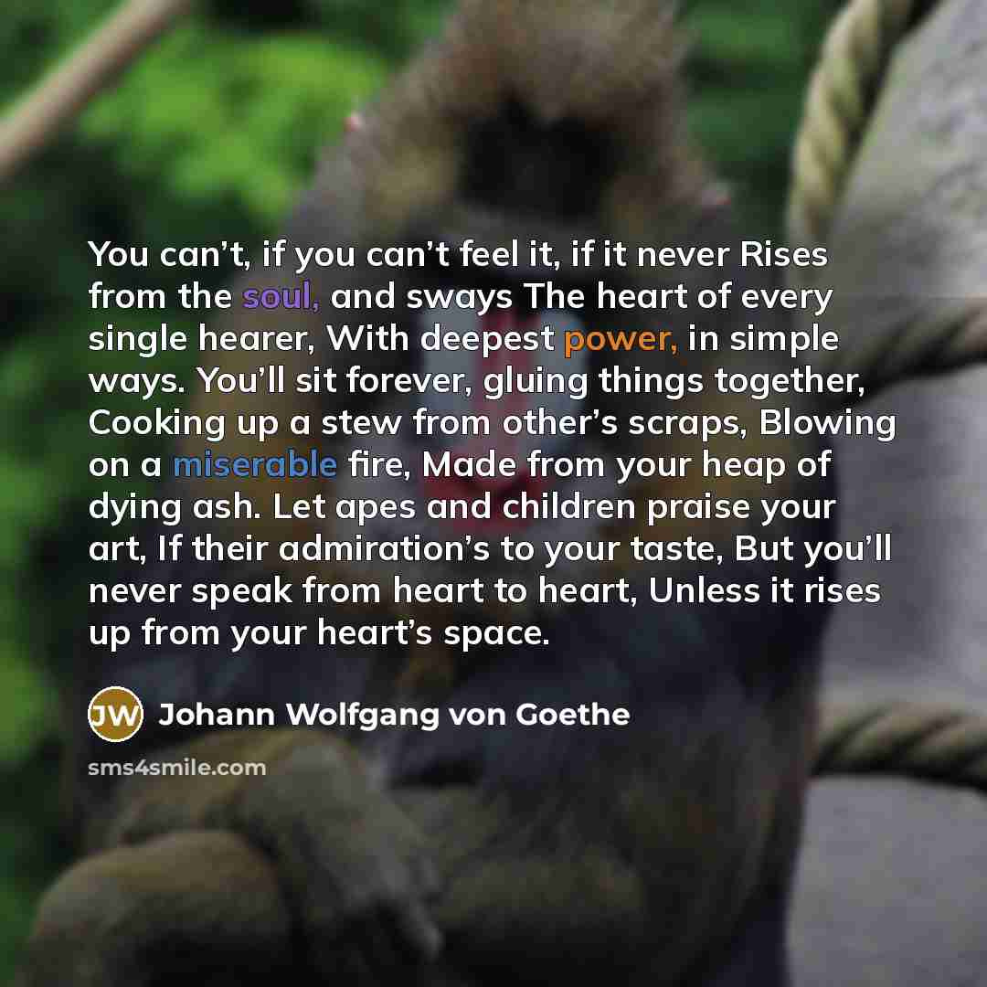 “You can’t, if you can’t feel it, if it never…” quote by Johann Wolfgang von Goethe