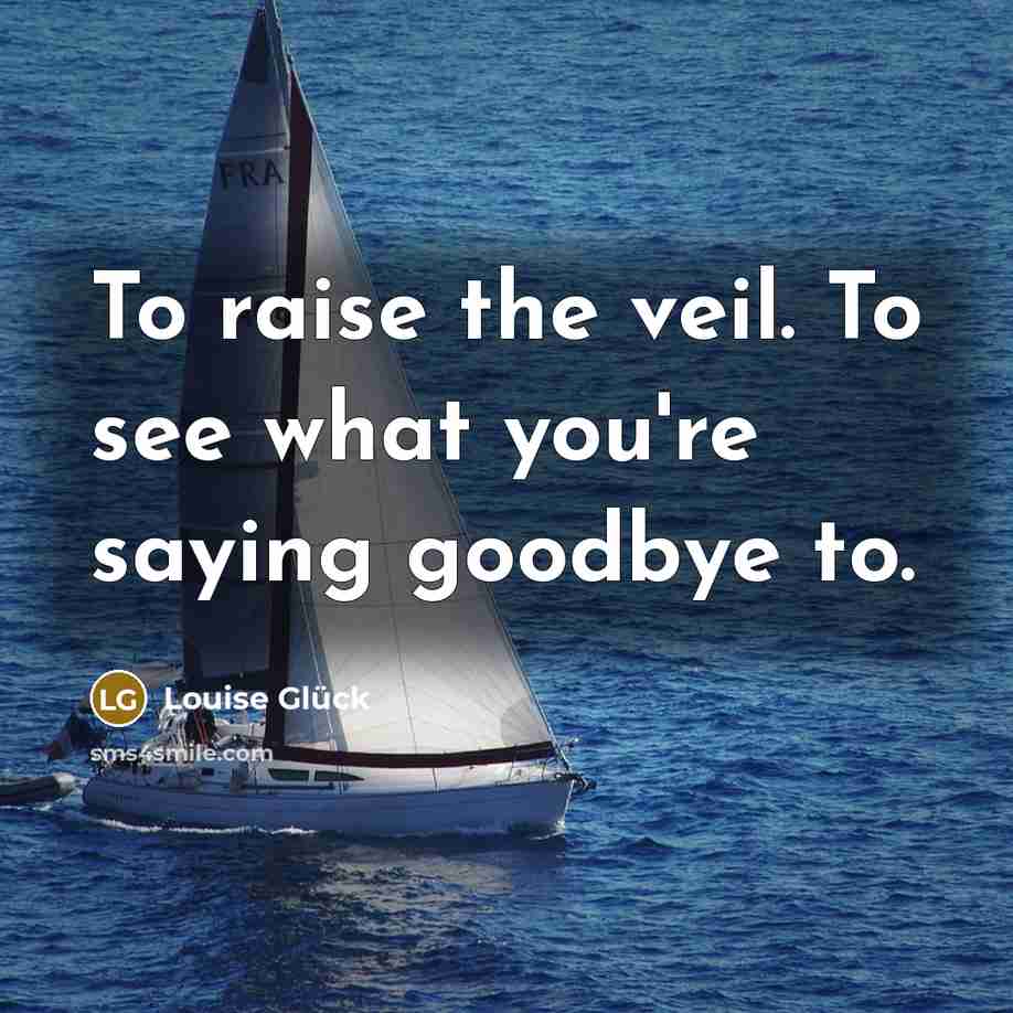 “To raise the veil. To see what you're saying goodbye…” quote by Louise Glück