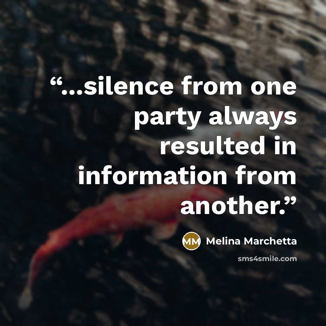 “...silence from one party always resulted in information from another.” quote by Melina Marchetta