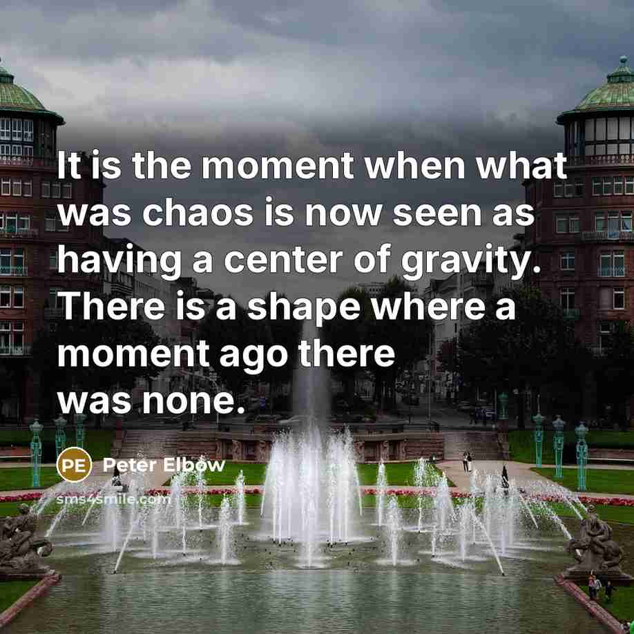 “It is the moment when what was chaos is now…” quote by Peter Elbow