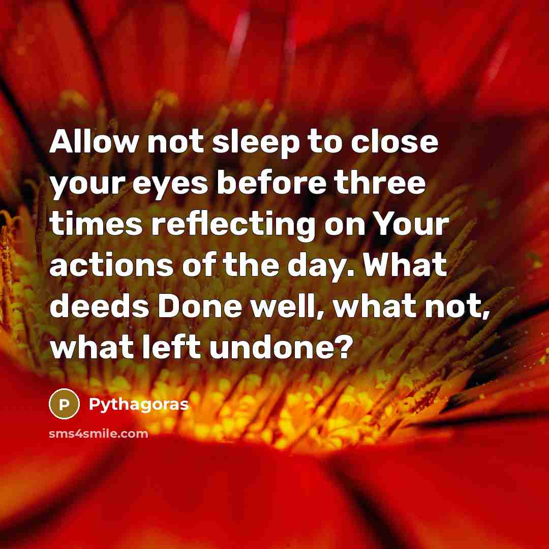 “Allow not sleep to close your eyes before three times…” quote by Pythagoras