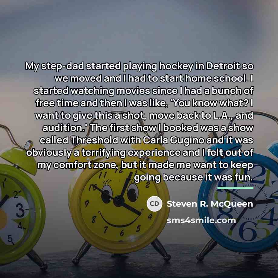 “My step-dad started playing hockey in Detroit so we moved…” quote by Steven R. McQueen