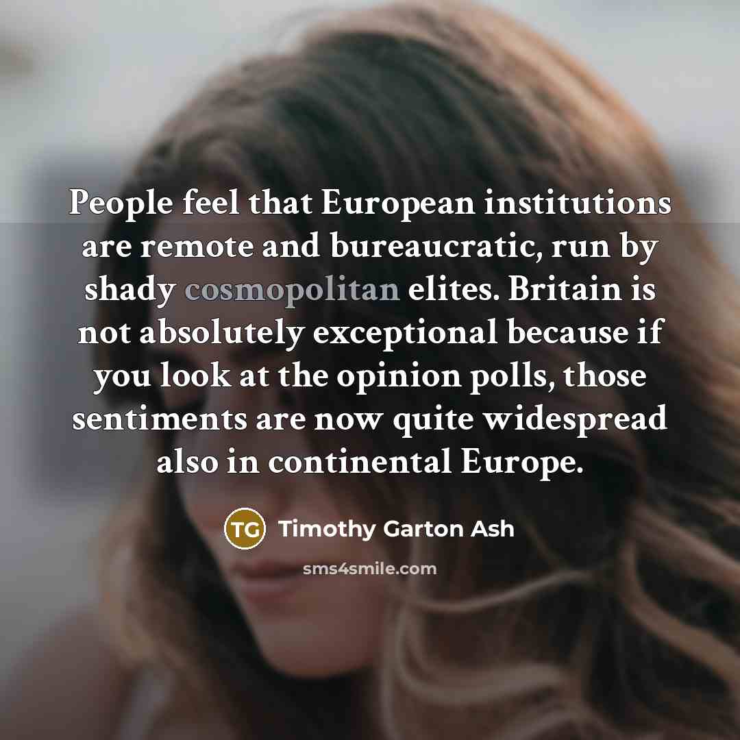 “People feel that European institutions are remote and bureaucratic, run…” quote by Timothy Garton Ash
