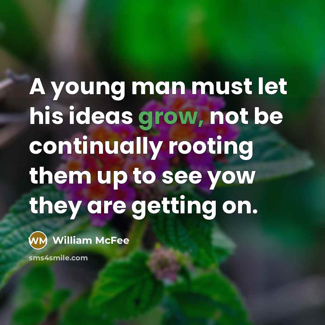 “A young man must let his ideas grow, not be…” quote by William McFee