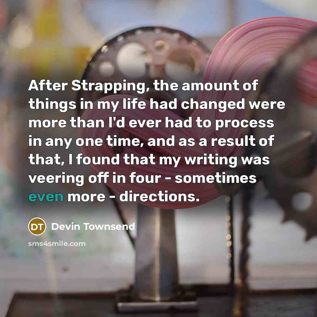 “After Strapping, the amount of things in my life had…” quote by Devin Townsend