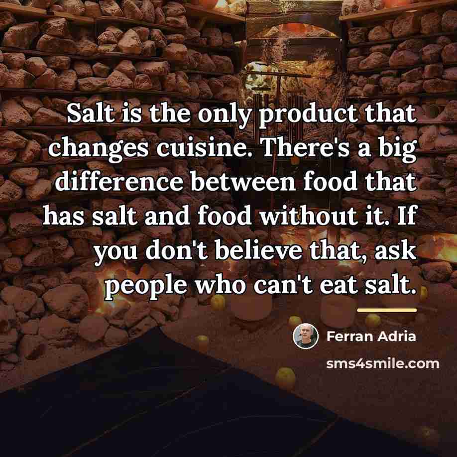 “Salt is the only product that changes cuisine. There's a…” quote by Ferran Adria