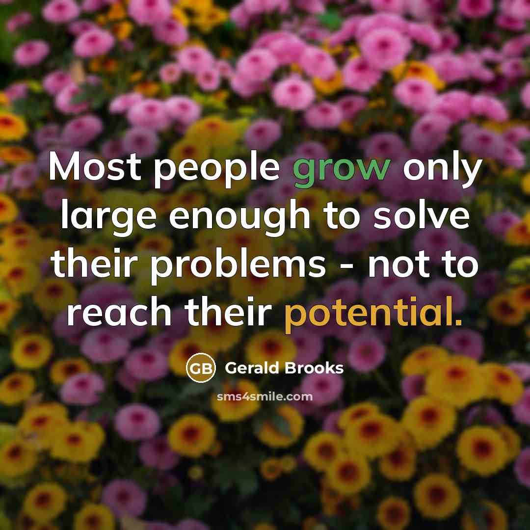 “Most people grow only large enough to solve their problems…” quote by Gerald Brooks