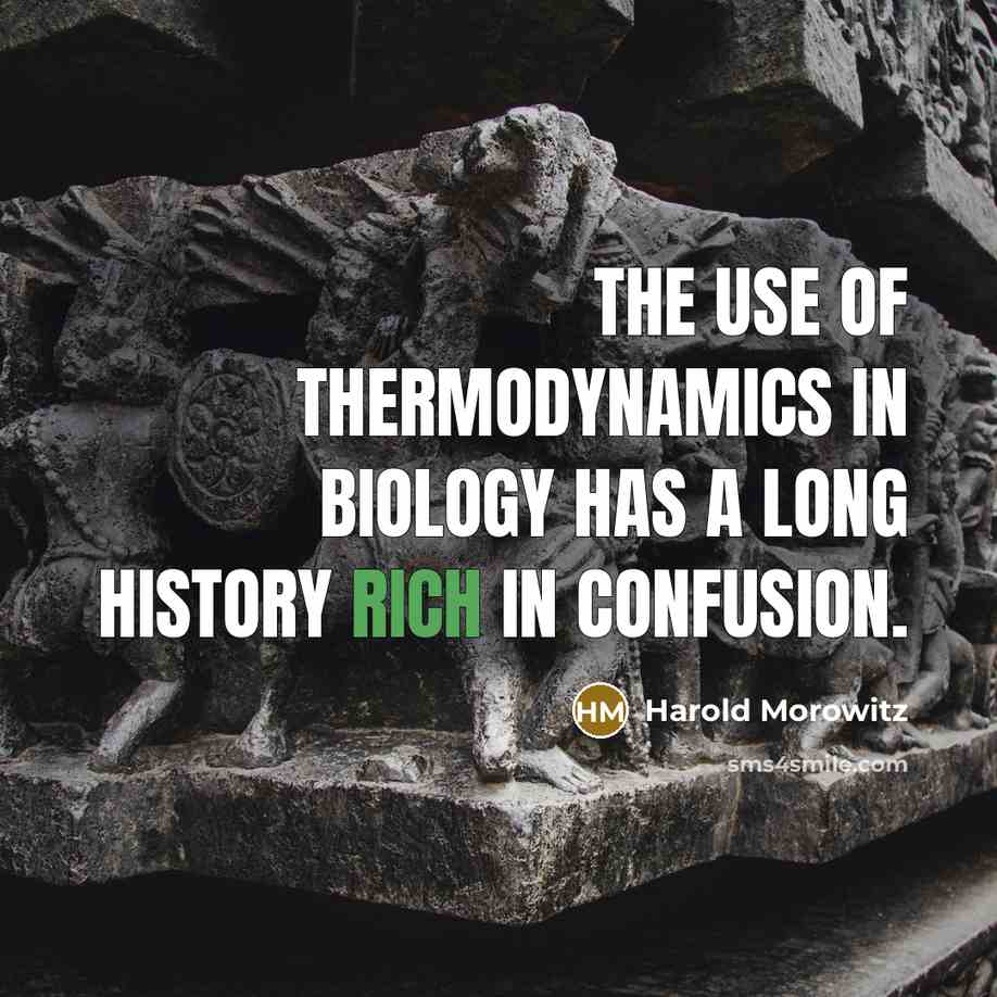 “The use of thermodynamics in biology has a long history…” quote by Harold Morowitz