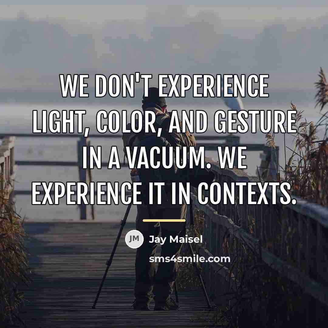 “We don't experience light, color, and gesture in a vacuum.…” quote by Jay Maisel