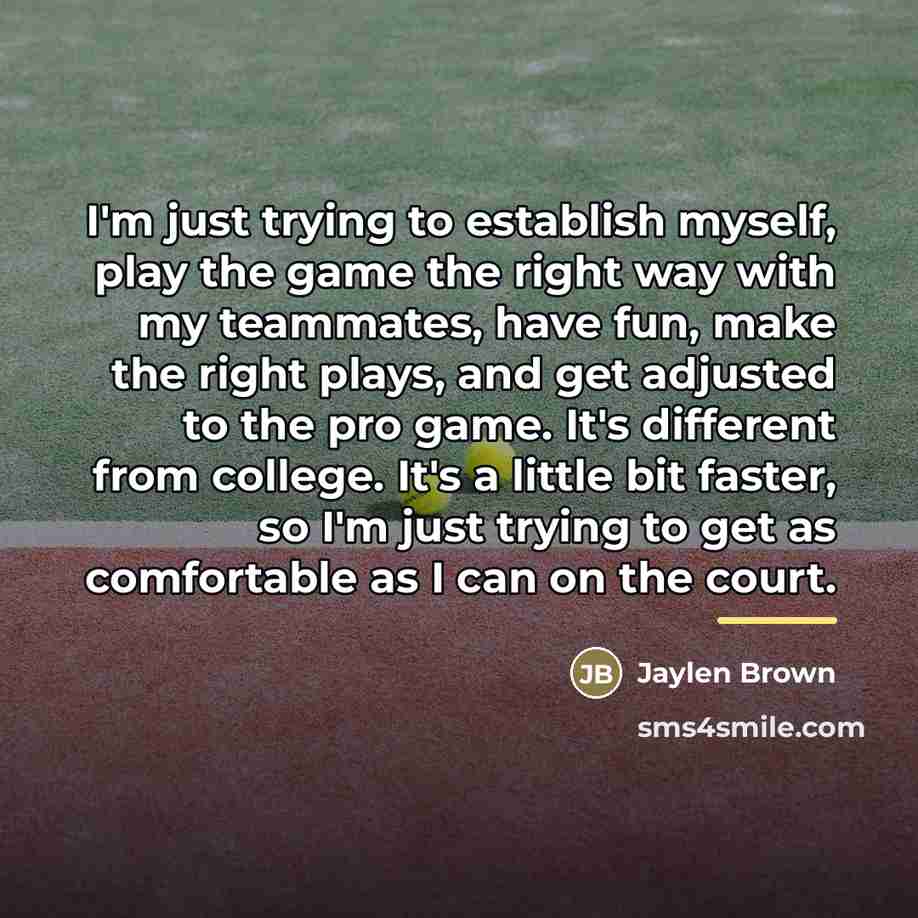 “I'm just trying to establish myself, play the game the…” quote by Jaylen Brown