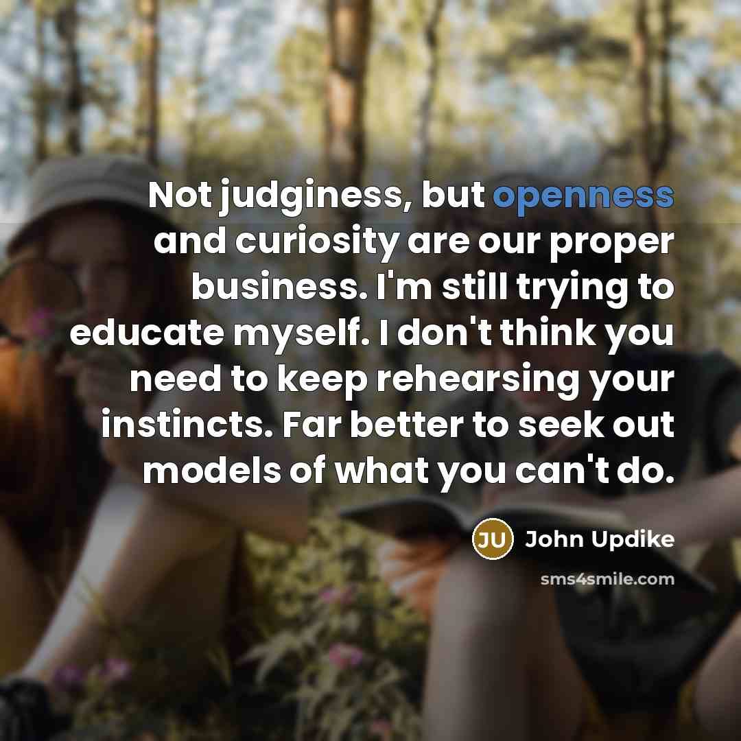 “Not judginess, but openness and curiosity are our proper business.…” quote by John Updike