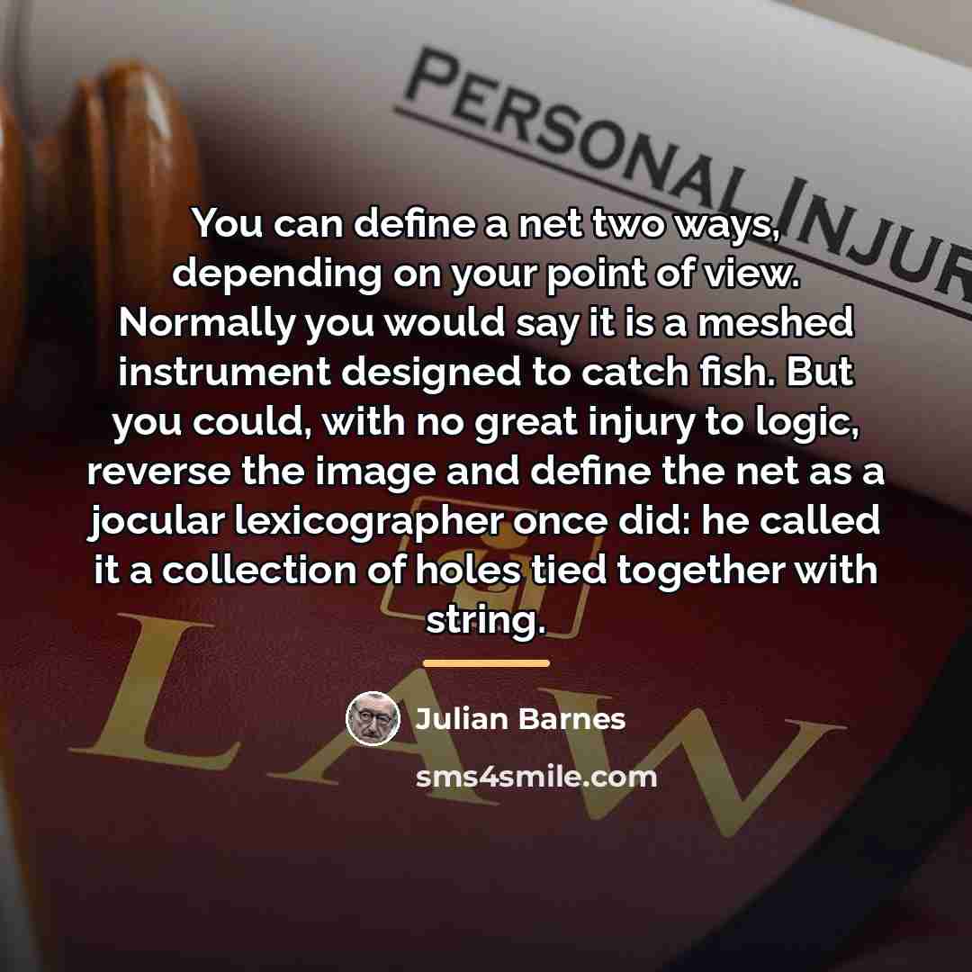“You can define a net two ways, depending on your…” quote by Julian Barnes