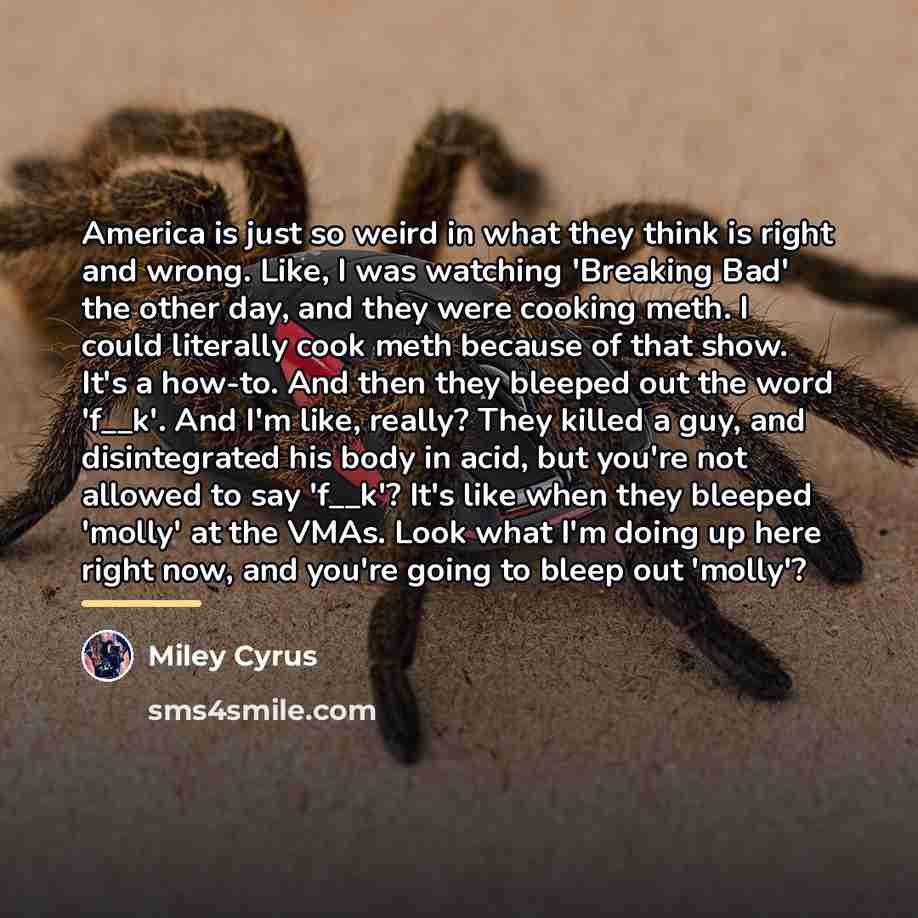 “America is just so weird in what they think is…” quote by Miley Cyrus